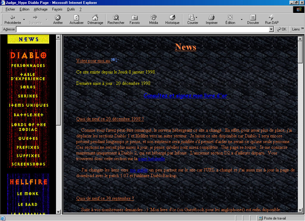 Le site Diablo en 1998